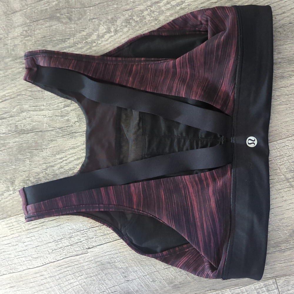 Lululemon Striped Black & Purple Sports Bra Size 8